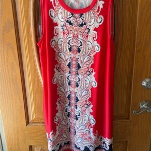 Apt. 9 Red and Blue Patterned Top